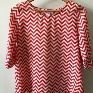 Francesca's Pink & White Chevron Top